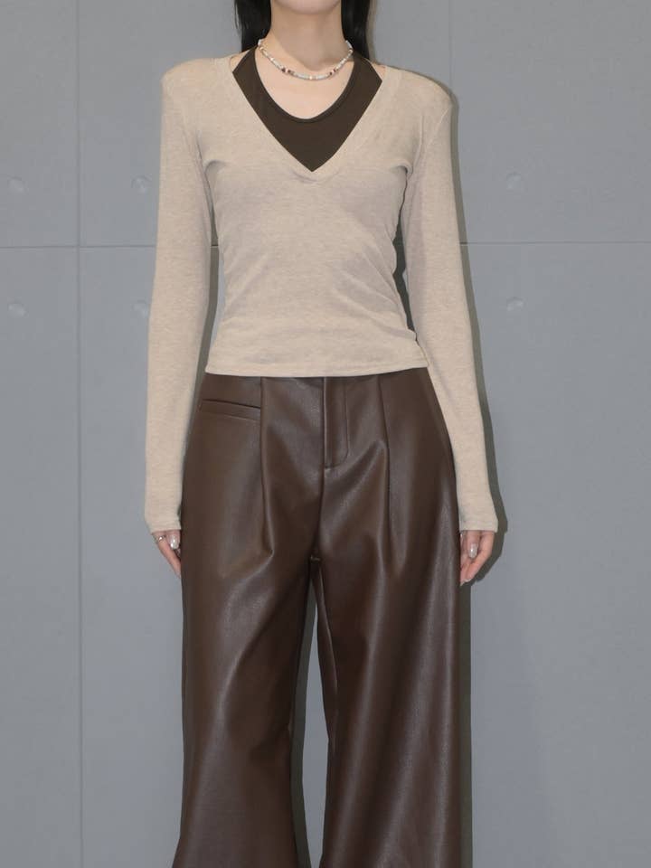 Halternek top met lange mouwen voor wholesale door Blanc.Noize