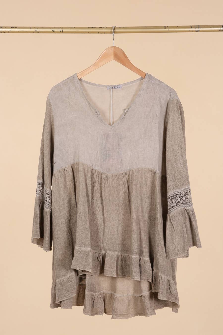 la maison des fibres naturelles - Wholesale Tunic - Women's - Ruffled cotton linen tunic 1003 10% linen 90% cotton1