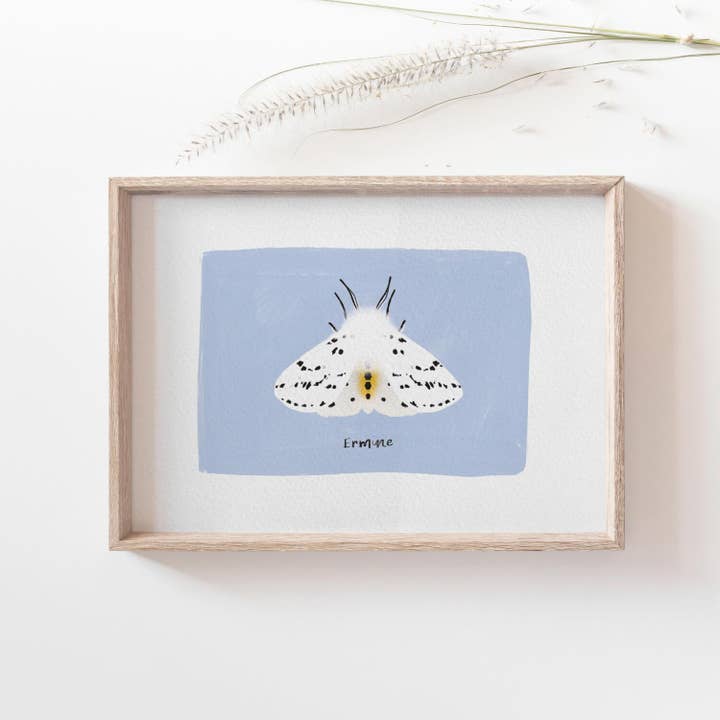 A5 Ermine Moth Print for wholesale by The Moonlit Press