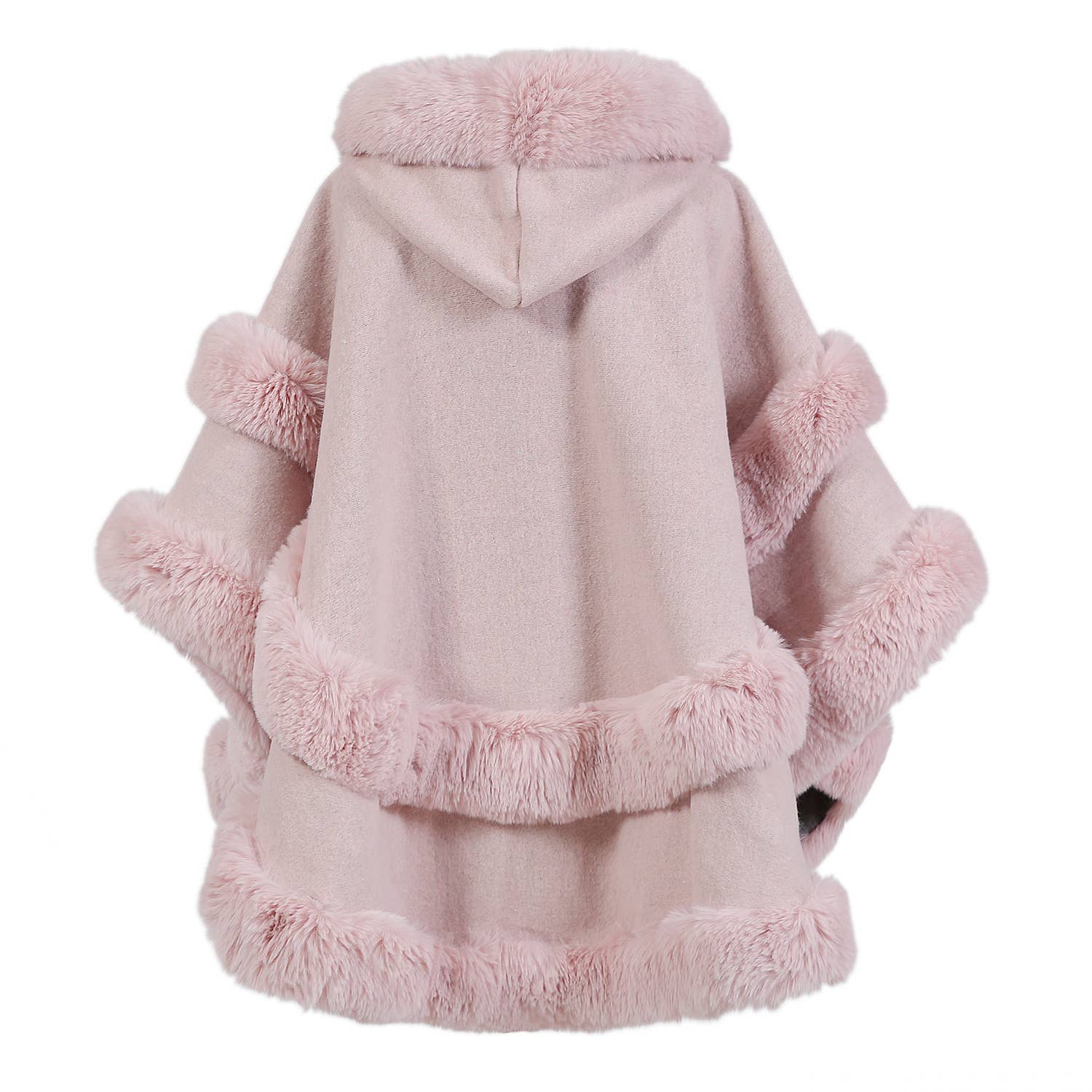 PEACH ACCESSORIES - Vente Poncho – femme - Poncho cape avec détails en fausse fourrure pelucheuse PE37810