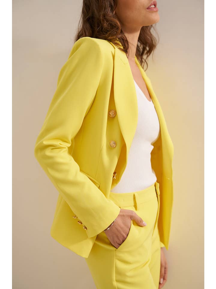 Attentif Paris – Großhandel Blazer – Damen – Attentif Paris zeitloser taillierter Blazer mit doppelreihigem Goldknopfmuster38