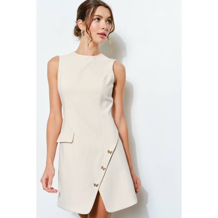 INA - Wholesale Dress - Women's - Asymmetrical Mini Dress with Bow Accents