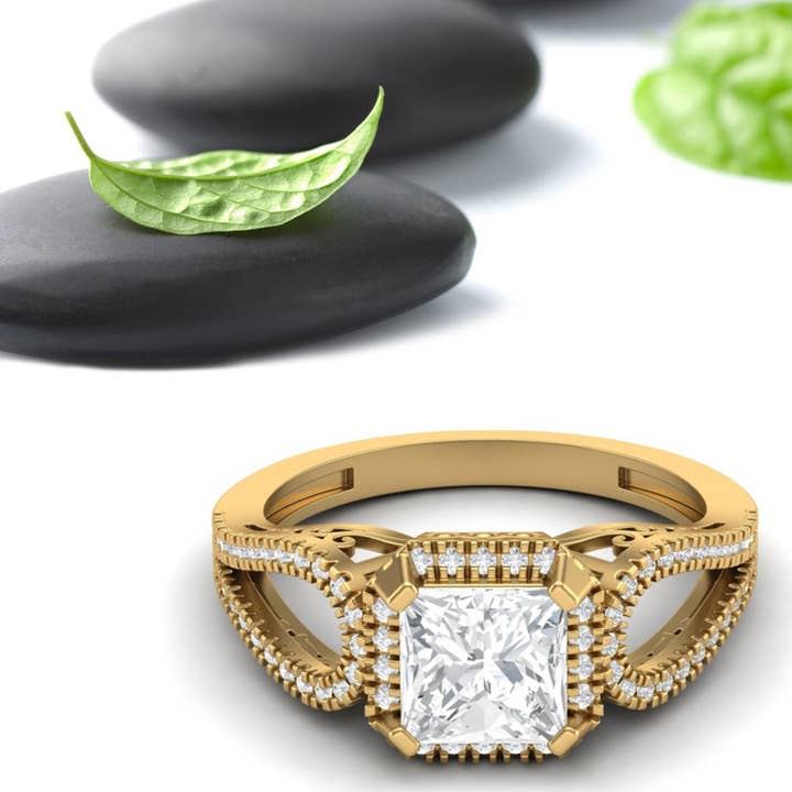 White 6 MM Square Moissanite 925 Sterling Silver Wedding Ring for wholesale on Faire7