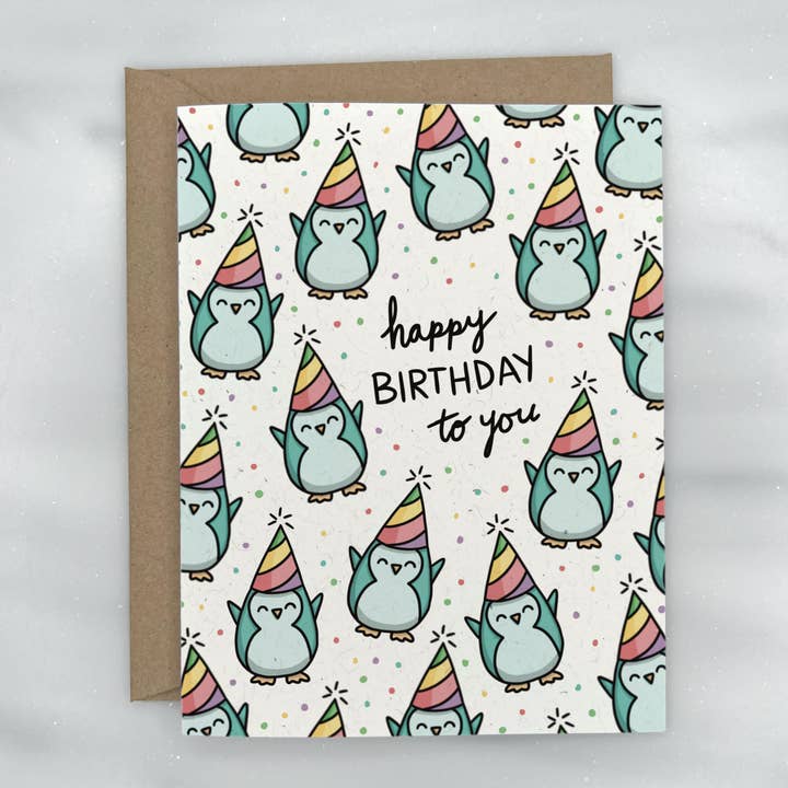 Party Penguins - Carte de joyeux anniversaire pour la vente par Lemon Doodle