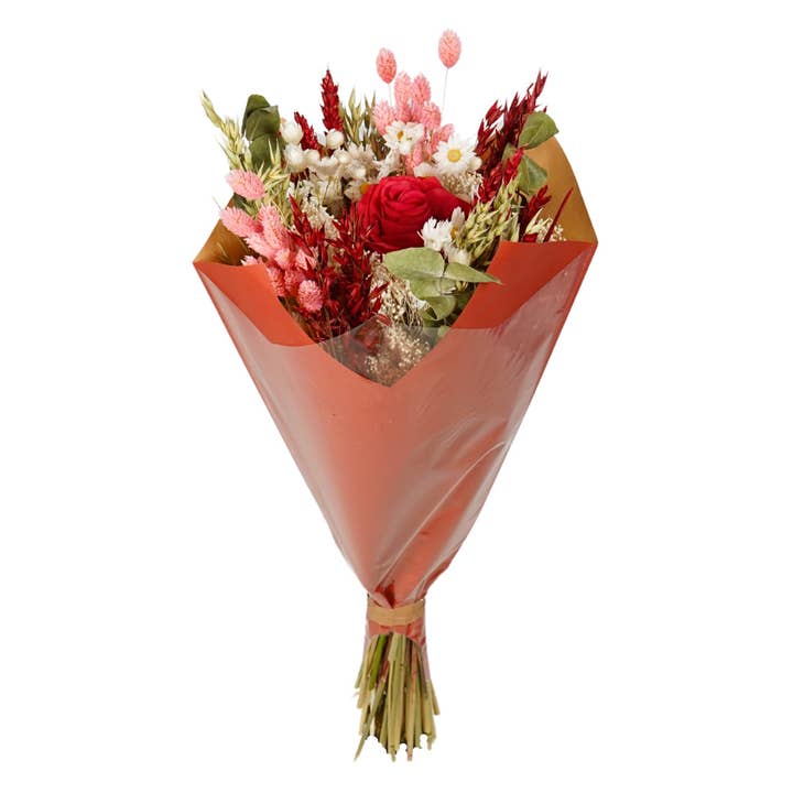 Wildflowers by Floriette - Wholesale Artificial Flowers - Romantic Dried Flowers Bouquet - Red Rose Artificial