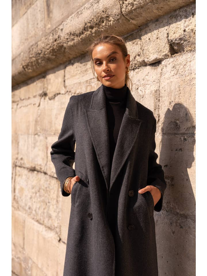 Attentif Paris - Wholesale Coat - Women's - Extra-long oversized hand-sewn wool blend coat13