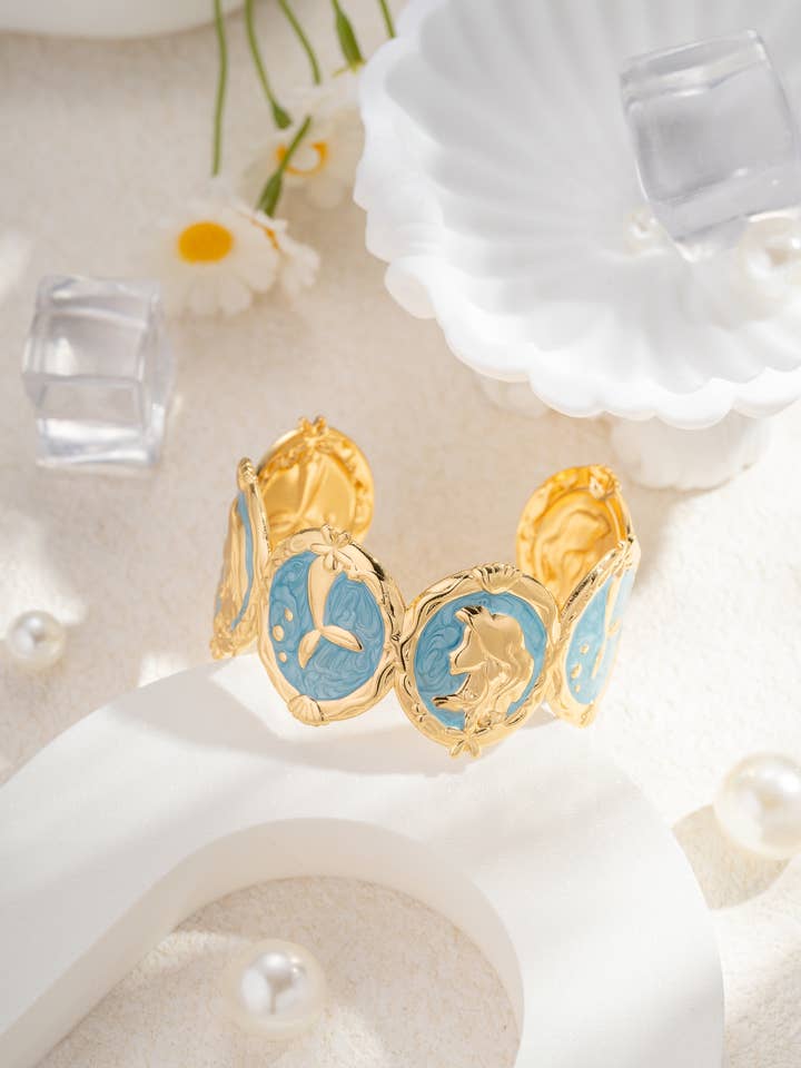 Sirénarmband i guldpläterat rostfritt stål vit, rosa blå för wholesale av COSMOS