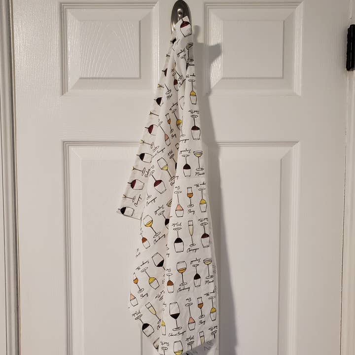 abigail hausman design & illustration - Wholesale Tea Towel - Wine Lover Tea Towel/Flour Sack Towel 19x285