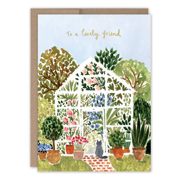 To A Lovely Friend Green House Birthday Card for wholesale by Biely & Shoaf