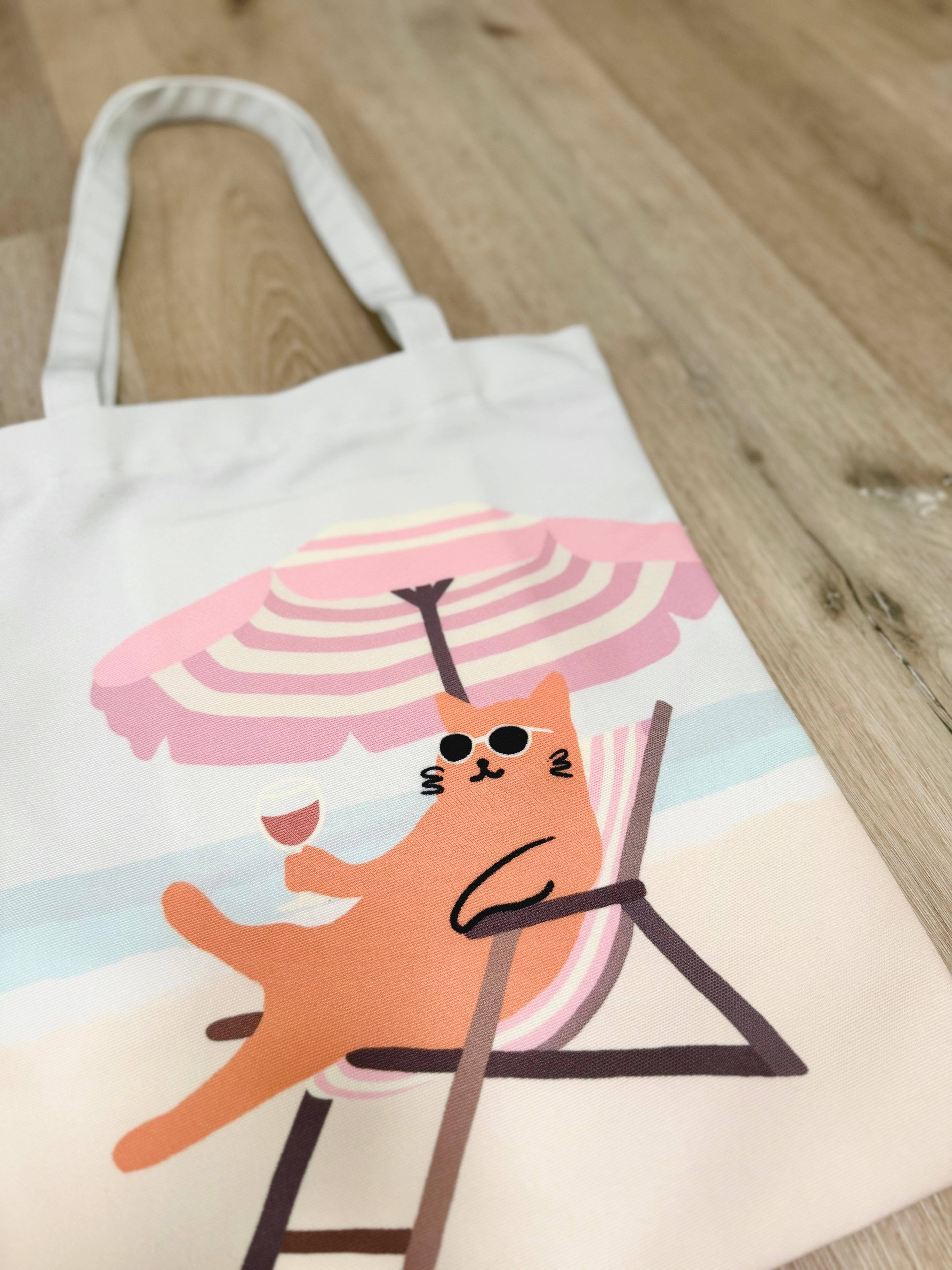 Angela Wan Art - Wholesale Tote Bag - Women's - Beach Cat Tote Bag – Hawaii-Inspired Art Tote with Zip Closure5