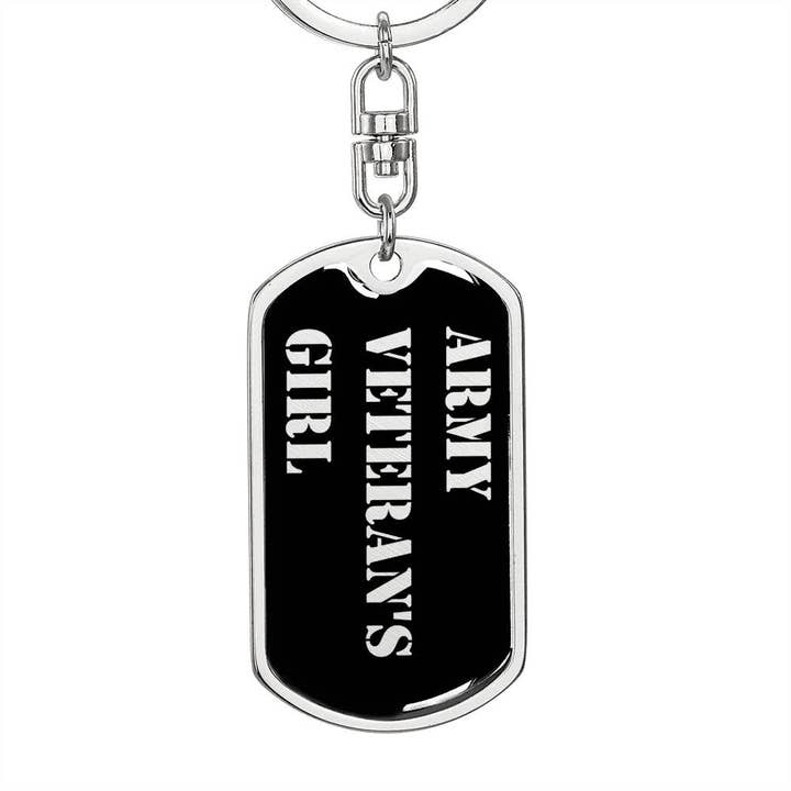 Army Veteran's Girl v2 - Luxury Dog Tag Keychain for wholesale by Unique Gifts Store