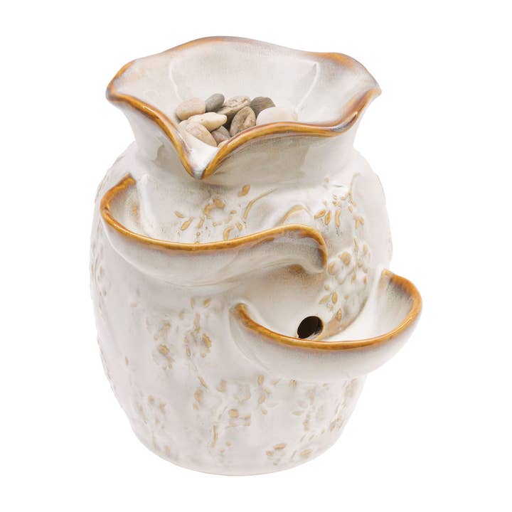 Floral Scallop Fountain Antique White for wholesale by Foreside Home & Garden