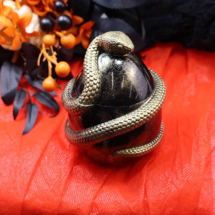 KIZIMA - Wholesale Decorative Box - Black Egg Jewelry Box Wrapped with Golden Snake | Halloween | KIZIMA5