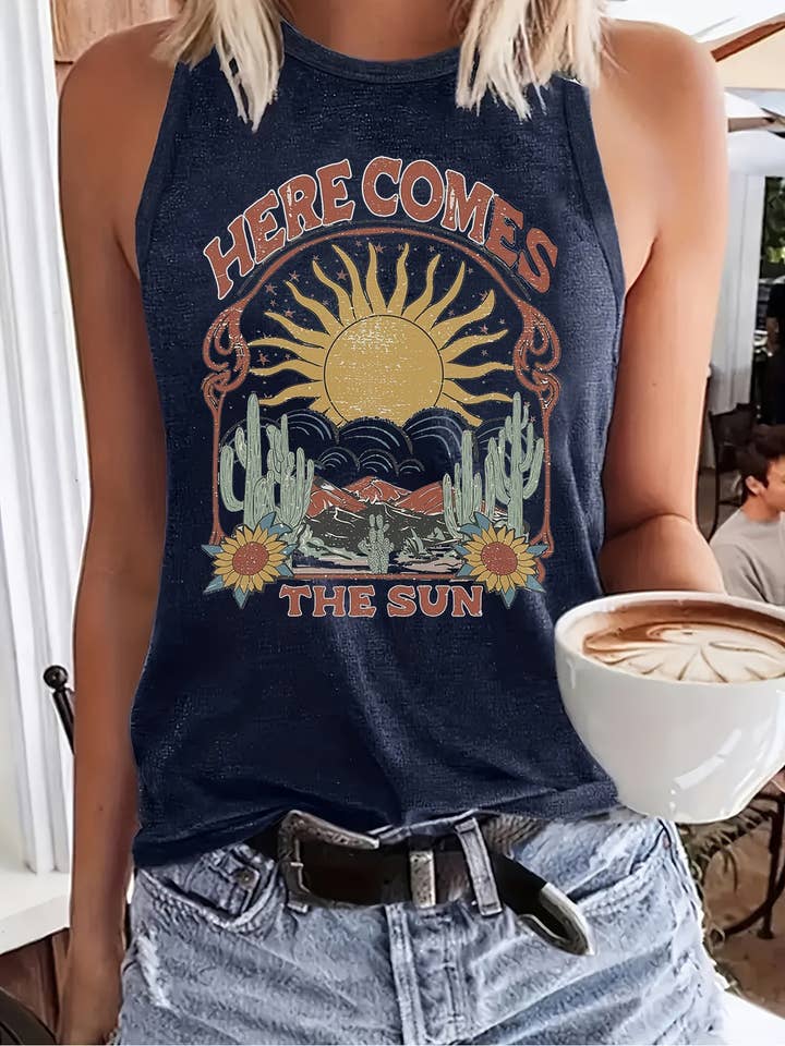 Rosa Clothing - Wholesale Tank Top - Women's - Sunrise over the mountains graphic tank top2