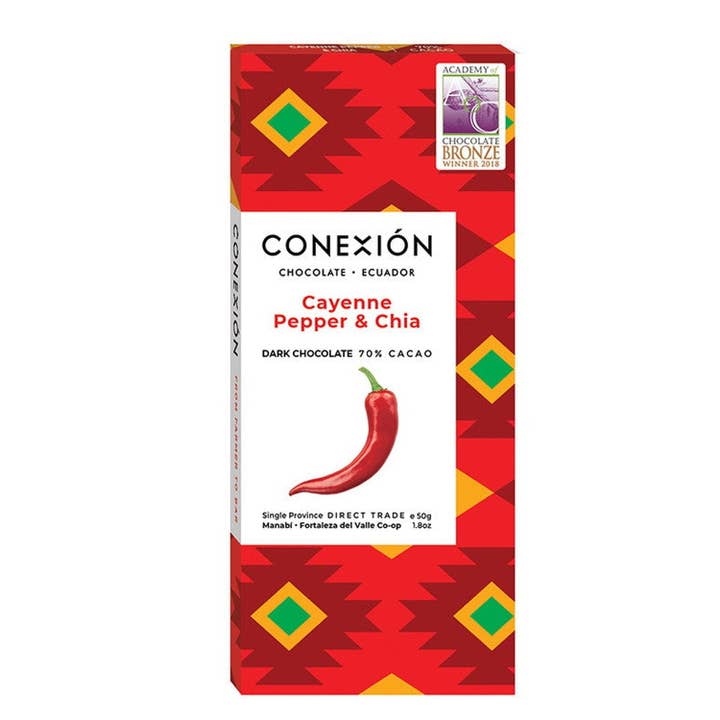 Cayenne Pepper & Chia 70% for wholesale by Conexión Chocolate