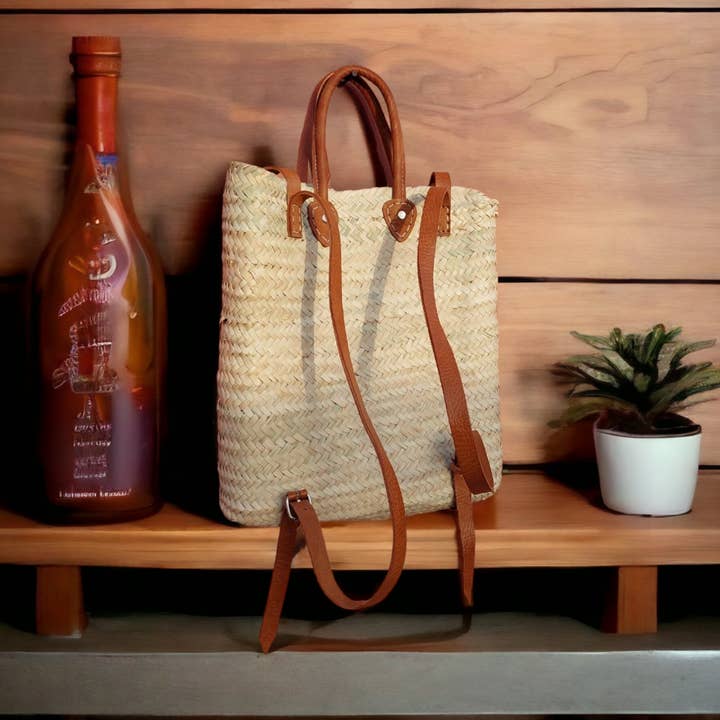 Moroccan straw backpack bag for wholesale by Berberparadise