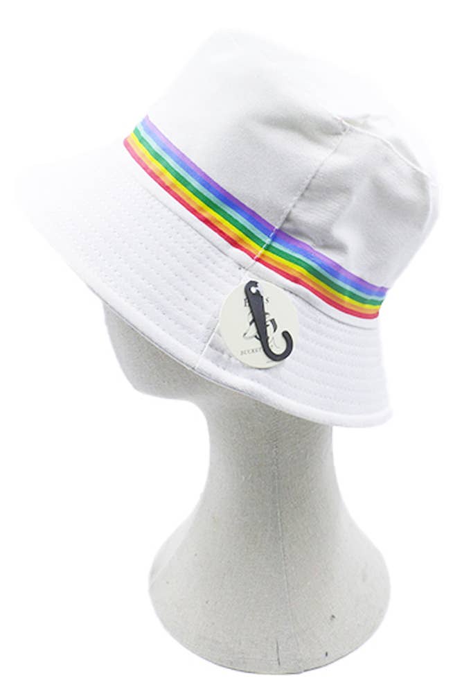 Hana - Wholesale Bucket Hat - Women's - Rainbow Trim Solid Bucket Hat3