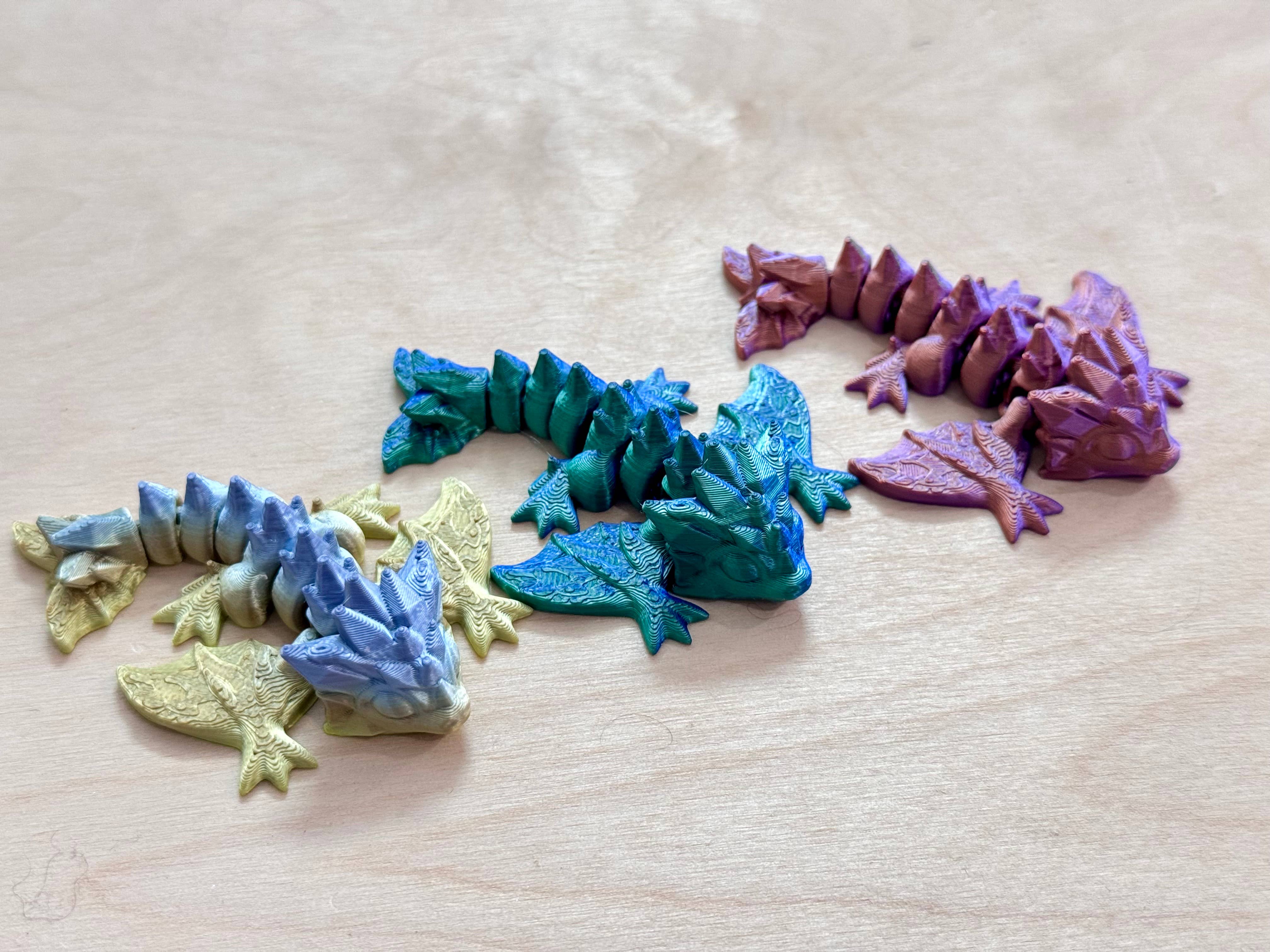 LNZ Custom Design - Vendita all'ingrosso Giocattolo fidget - Bambini - Confezione da 5 Wyvern Variety - Wyvern Dragons stampati in 3D17