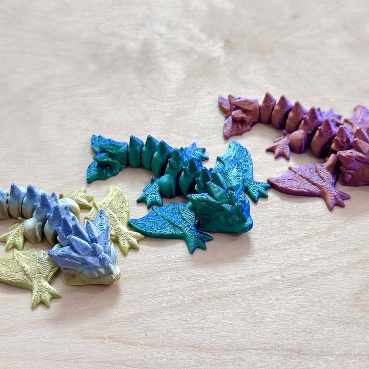 LNZ Custom Design - Vendita all'ingrosso Giocattolo fidget - Bambini - Confezione da 5 Wyvern Variety - Wyvern Dragons stampati in 3D17