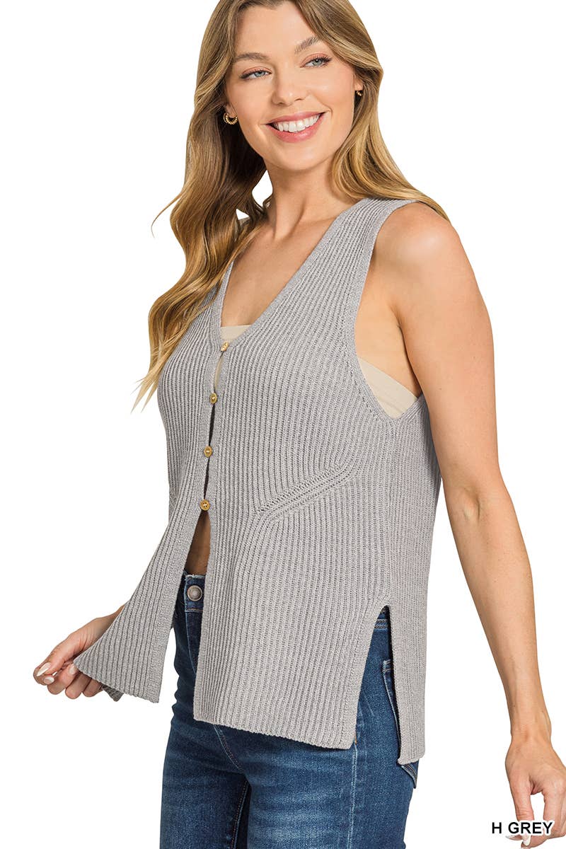 42POPS - Venta al por mayor Chaleco de abrigo - Mujer - Chaleco de Punto con 4 Botones 1016 SI-282496