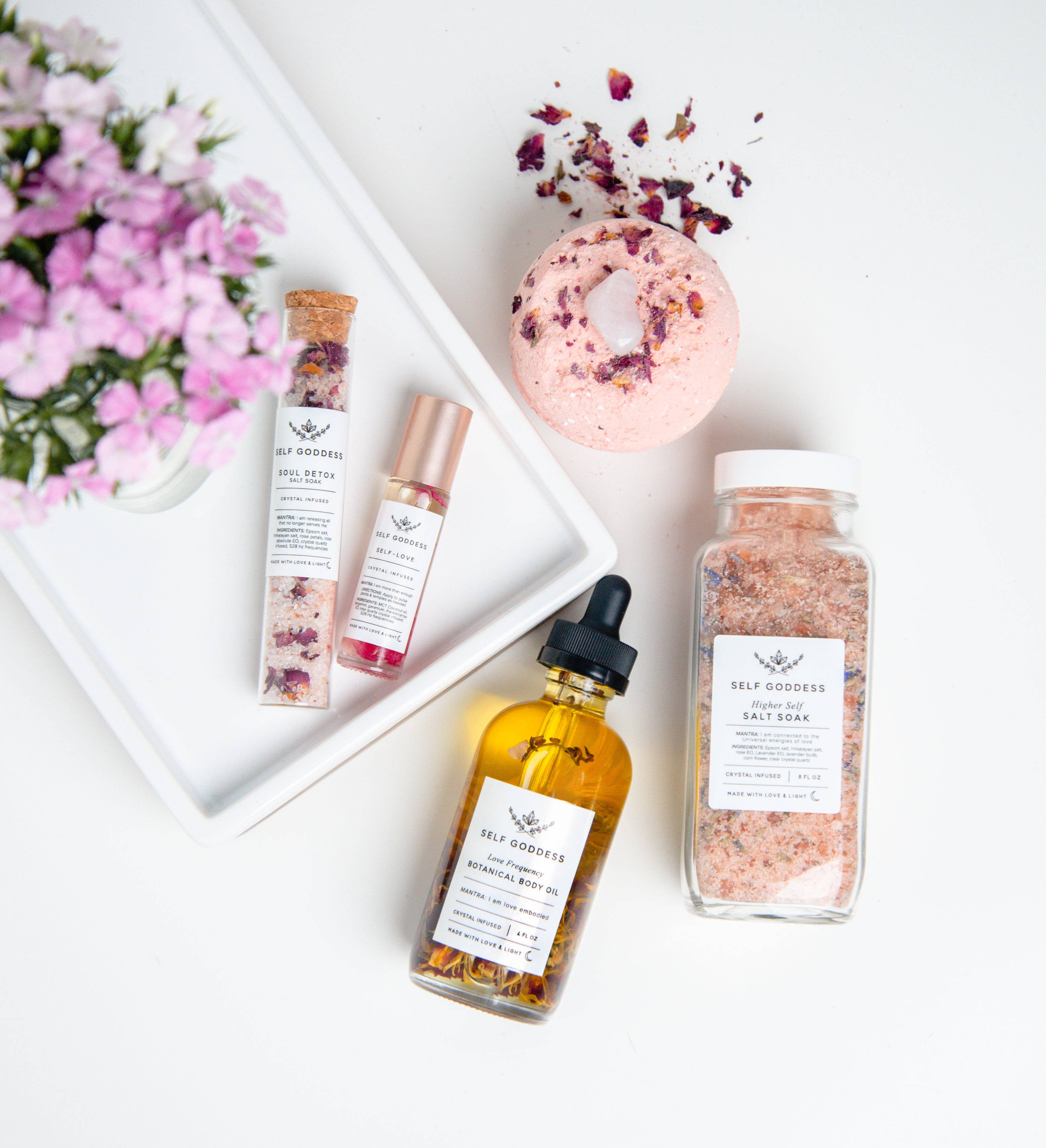 Self goddess - Wholesale Bath/Body Oil - Love Frequency Botanical Rose Body Oil - Crystal Infused7