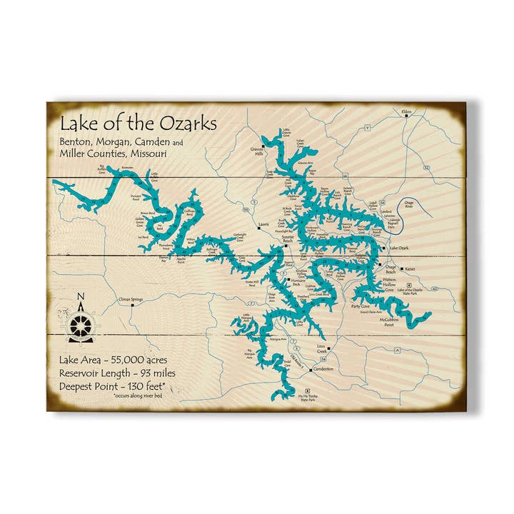 Lake of the Ozarks, Missouri - Holz- & Metall-Wandkunst für den Großhandel von Old Wood Signs