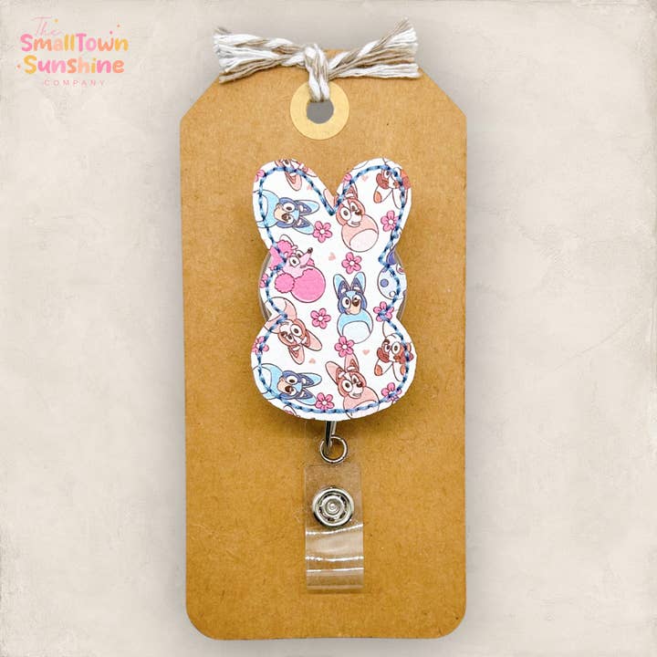 Enrouleur de Badge Lapin de Pâques Chien Bleu pour la vente par The SmallTownSunshine Company