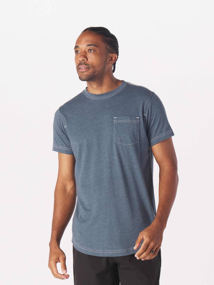 Do No Harm Tee: Steel Blue Heather for wholesale on Faire1