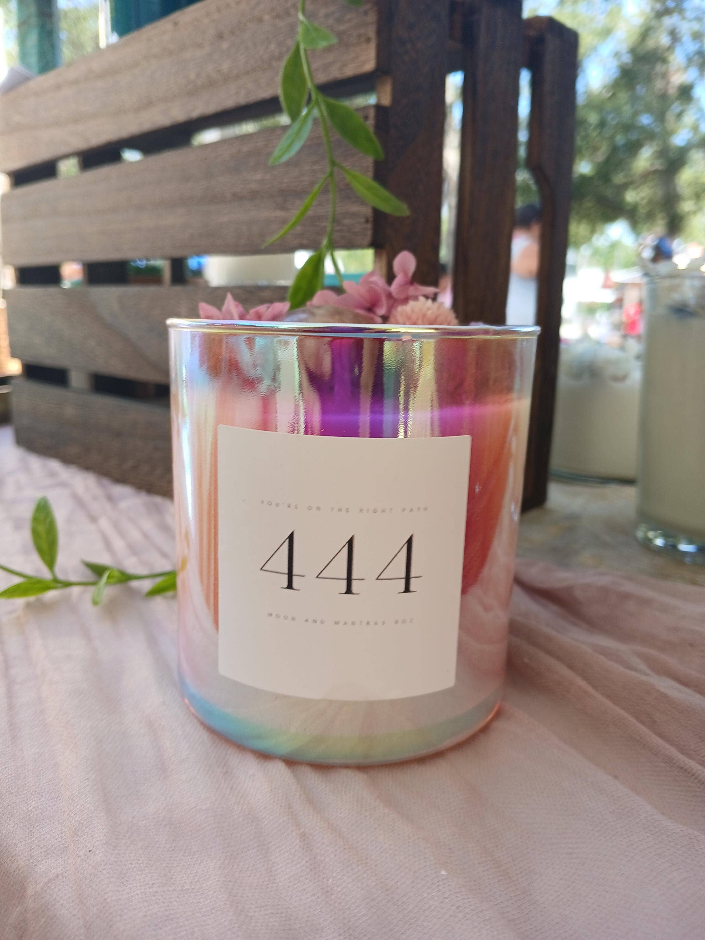 moon and mantras - Wholesale Jar/Filled Candle - Angel Numbers Crystal Intention Candle with Healing Crystals3