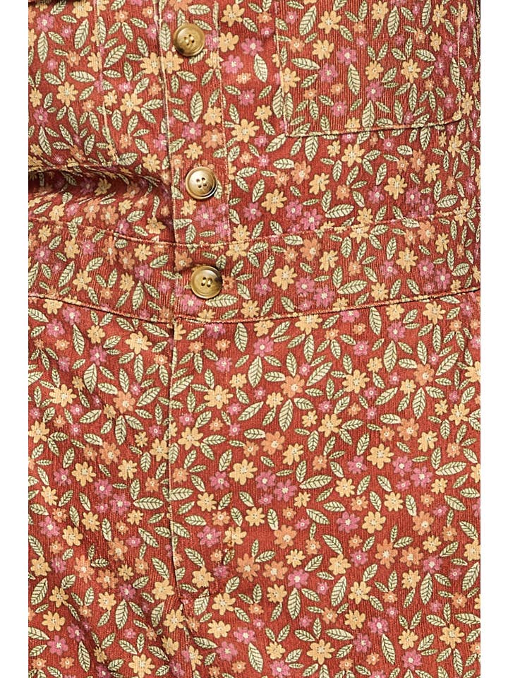 SM WARDROBE - Wholesale Jumpsuit - Women's - FALL LEAVES PRINT CORDUROY JUMPSUIT OVERALL4