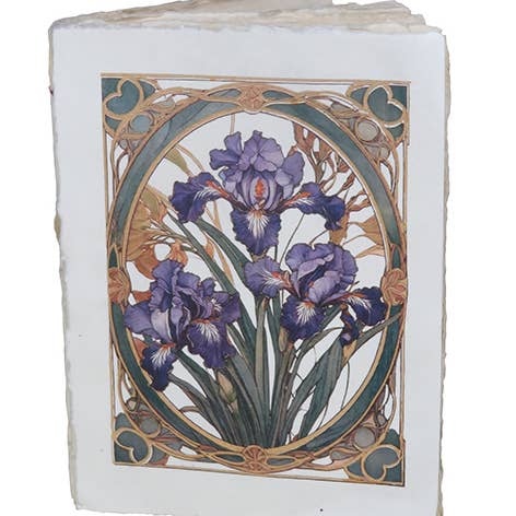 Carnet papier parchemin motif art nouveau iris pour la vente par Epigram