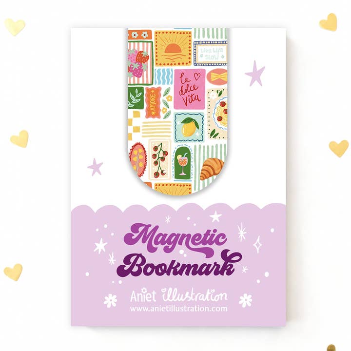 Magnetic Bookmark La Dolce Vita France Italy for wholesale by Aniet Illustration