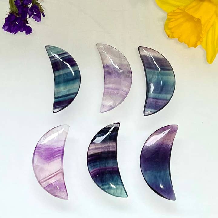 Natural Rainbow Fluorite Crystal Moon Healing Energy for wholesale by KayleeNYC