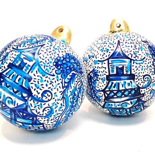 Hand-painted Chinoiserie Christmas Ornaments for wholesale by JOSIL Paperie & Gift