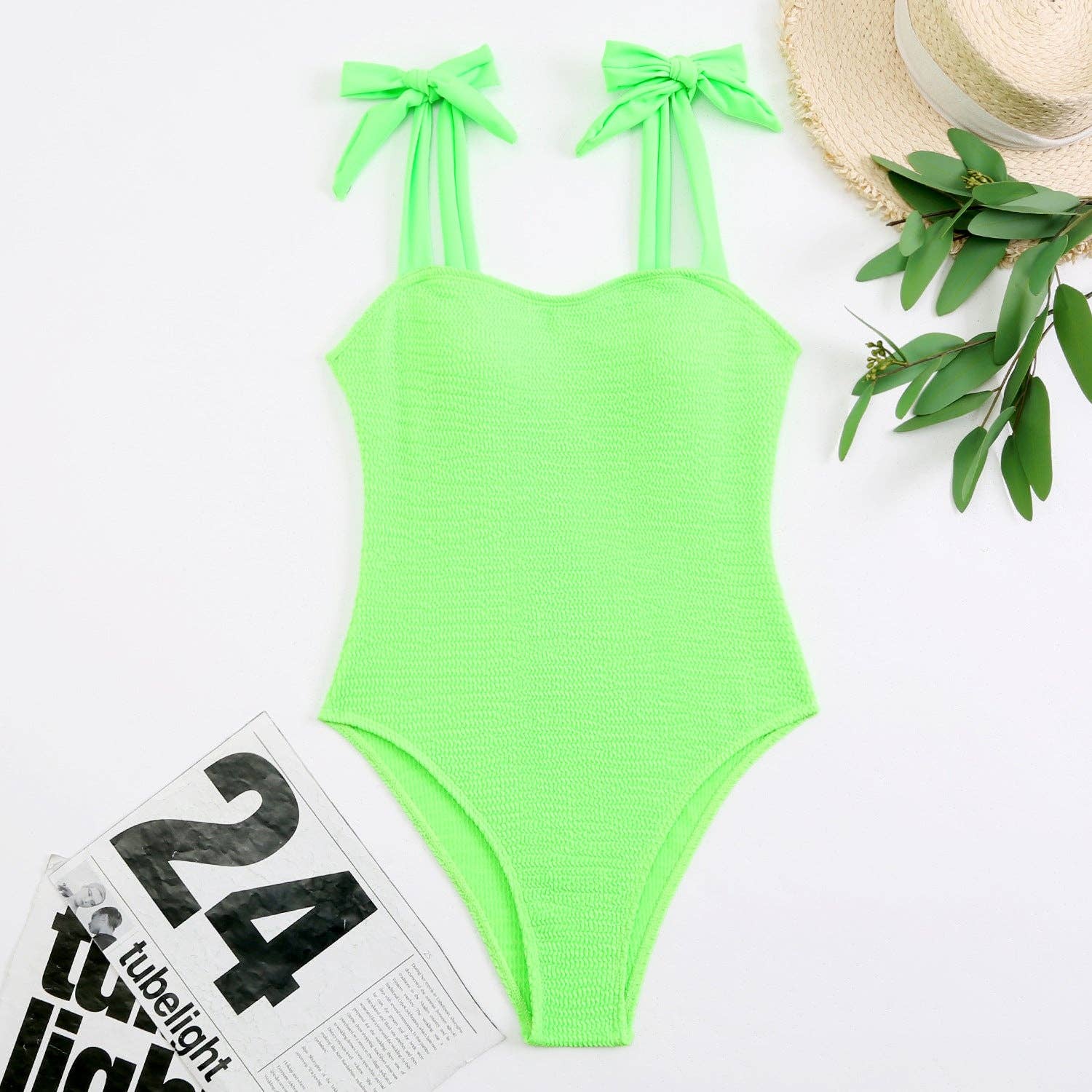 Sweetkama – wholesale One-piece swimsuit – Women’s – Bowtie Shoulder Solid Color One Piece Swimwear13