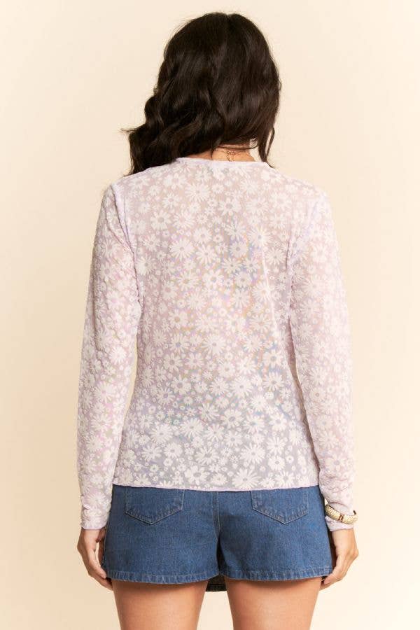 Davi & Dani - Wholesale Knit Top - Women's - LONG SLEEVE FLORAL MESH TOP10
