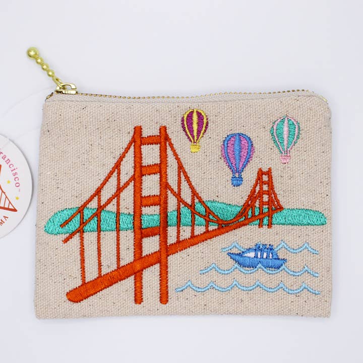 Monedero bordado con globos coloridos de San Francisco para venta al por mayor de Tomoko Maruyama