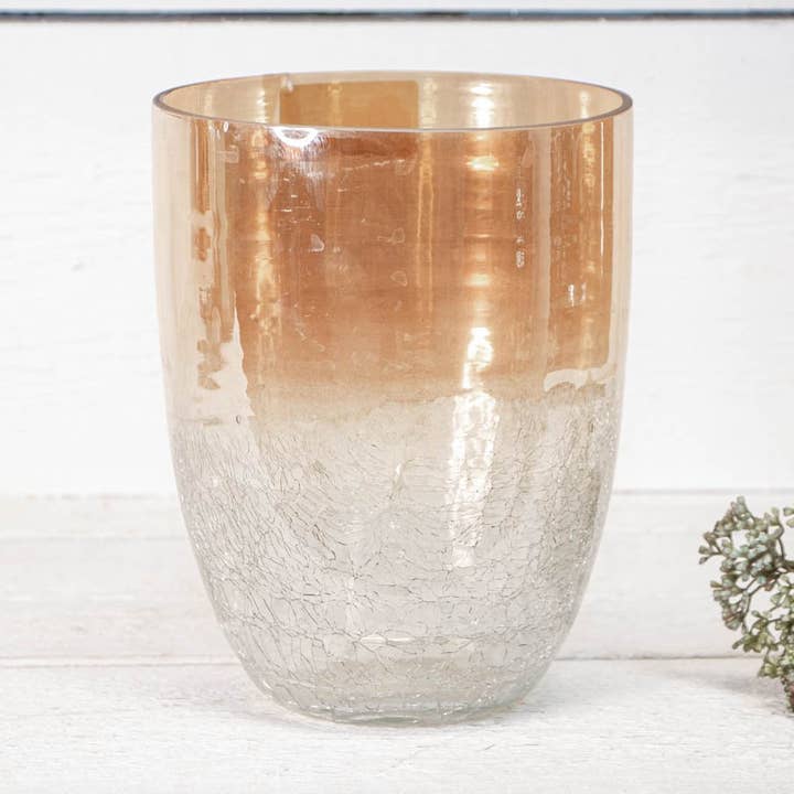 Vit-Brun Glas Vas - H.20cm för wholesale av Antikas