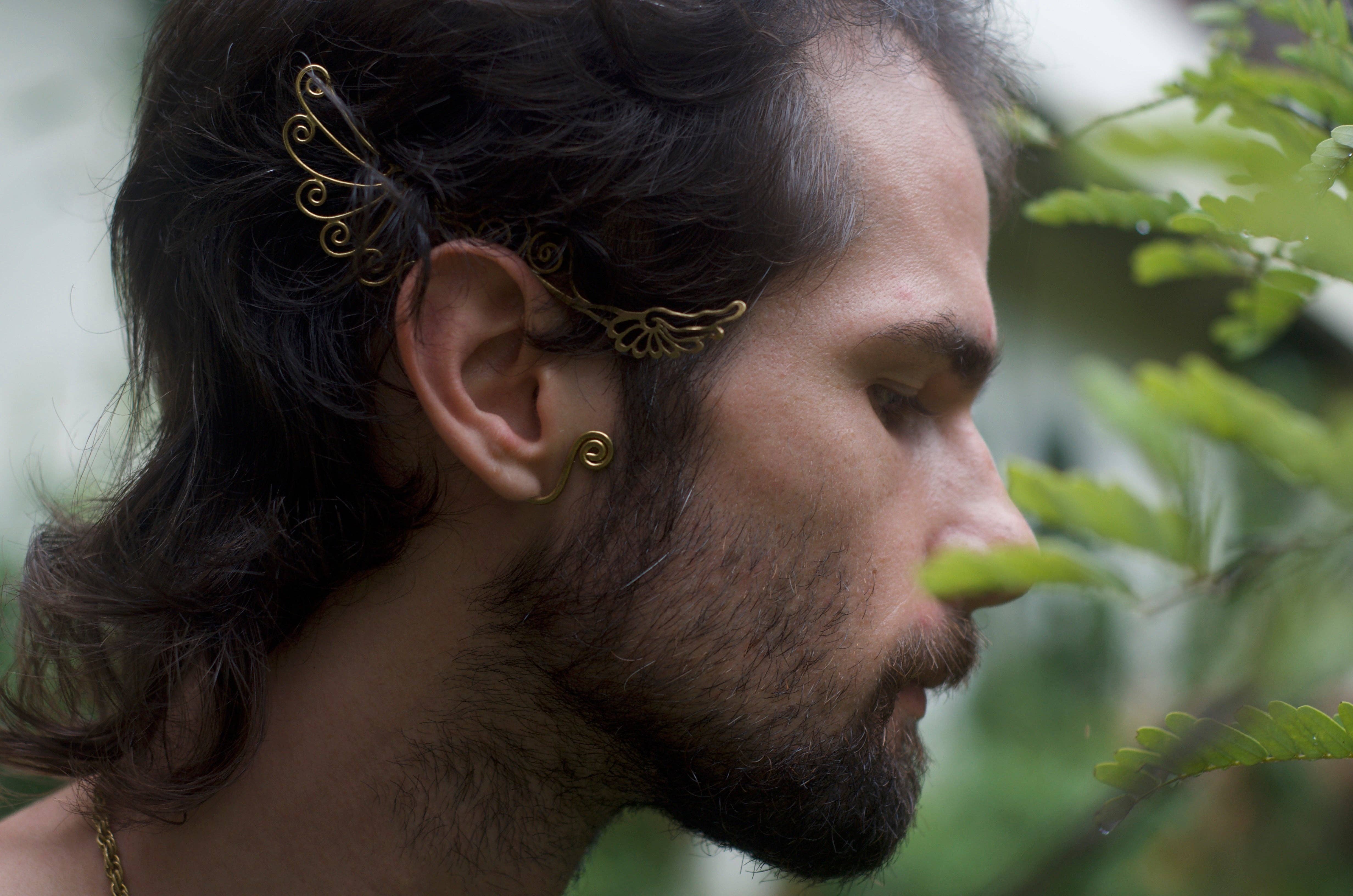 Liquid Fire Mantra - Wholesale Dangle Earrings - Spiral Wing Ear Cuffs - Brass8