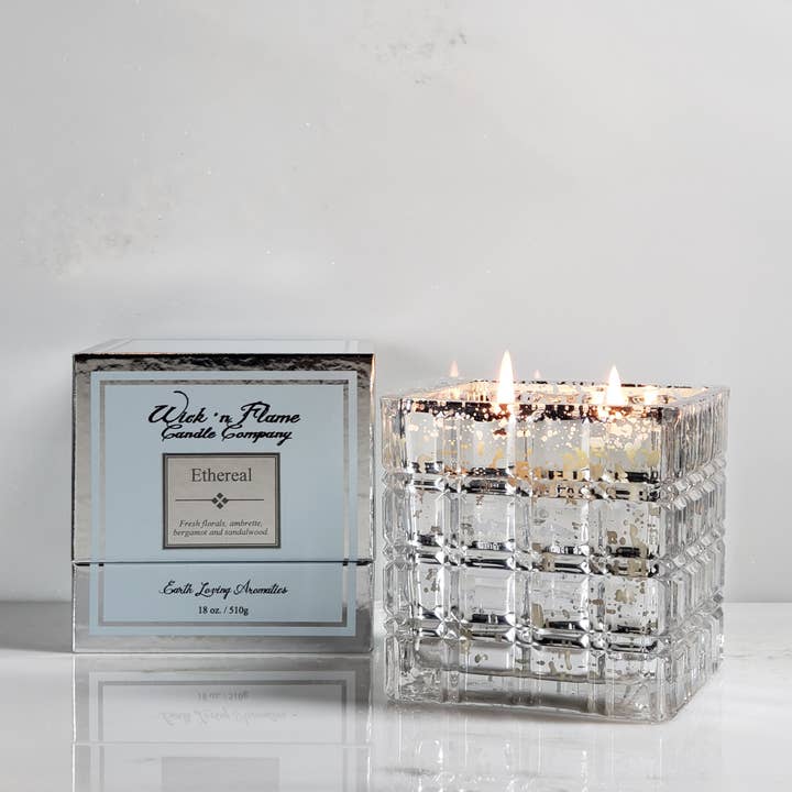 Æterisk 18 ounce Mercury Cube for engroshandel hos Wick 'n Flame Candle Company