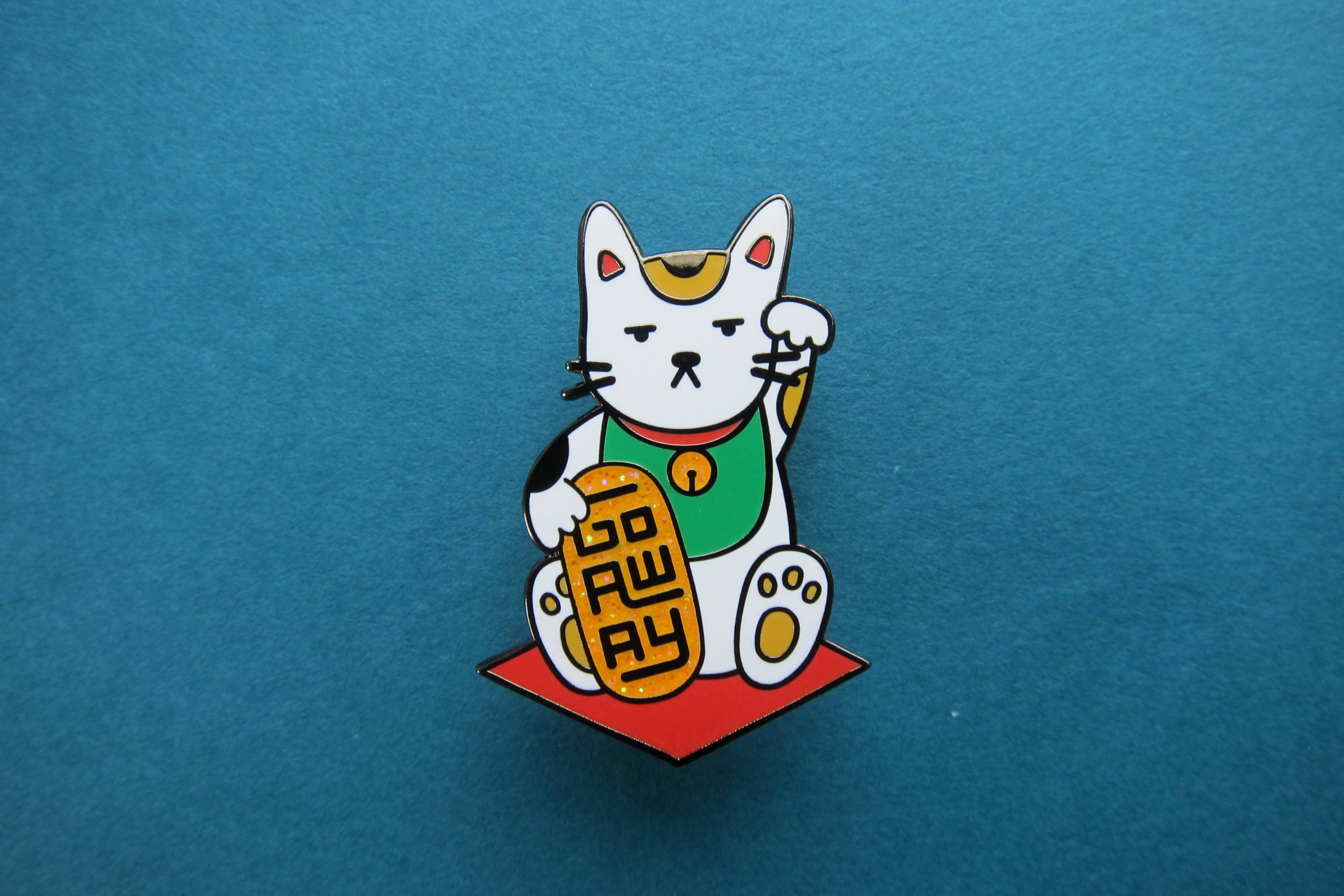 JaneLi.Co - Wholesale Lapel Pin/Button - Go Away Maneki Neko Cat Enamel Pin2