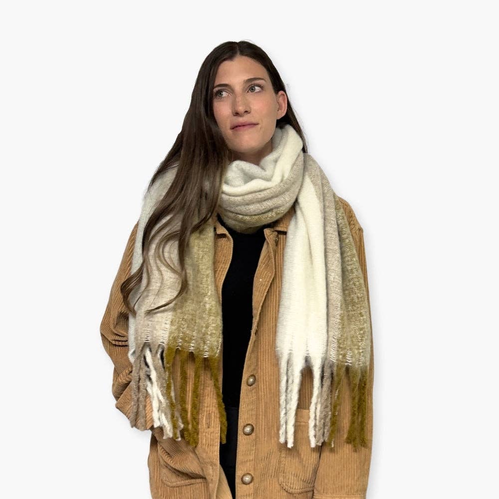 Humble Hilo - Wholesale Scarf - Women's - Humble Hilo Woven Chunky Scarf Cocoon Fringe25
