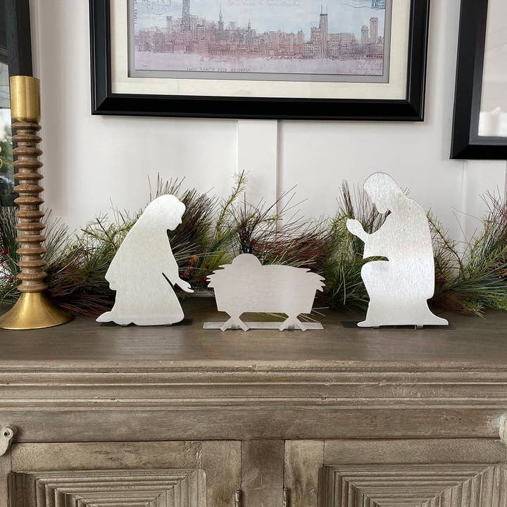 3-Piece Traditional Nativity - Christmas Decorations Nativity Set for Mantle for wholesale by Rusted Orange Craftworks Co.
