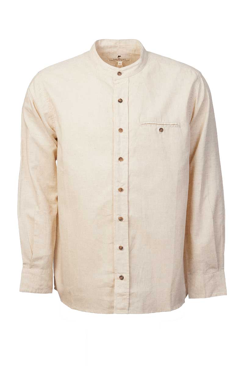 Lee Valley Ireland - Wholesale Button Down Shirt - Unisex - Irish Collarless Linen Grandad Shirt LN7 Natural Beige5