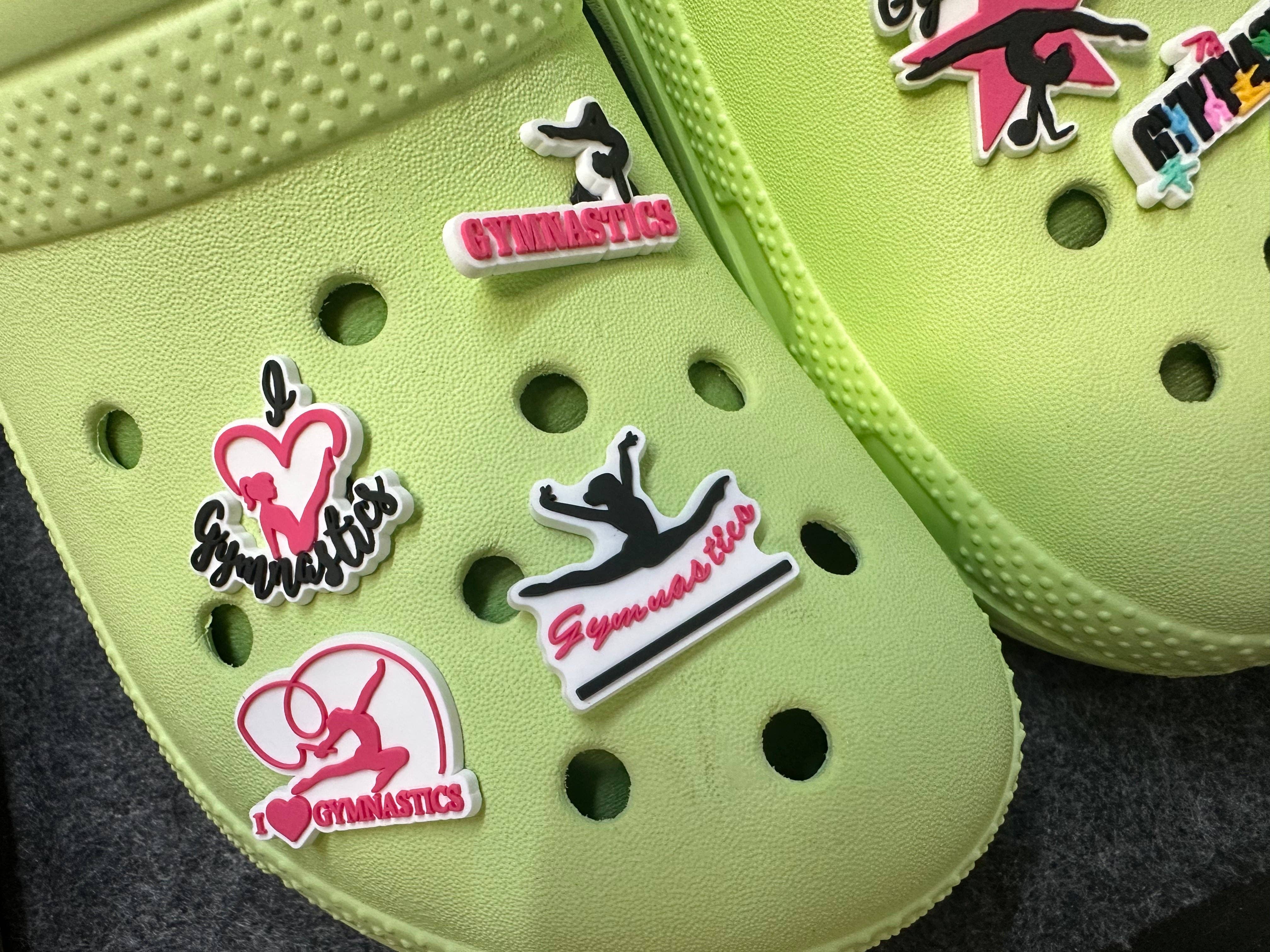 JuliesDecal - Wholesale Shoe Accessories - I Love Gymnastics theme gymnast shoe charms6