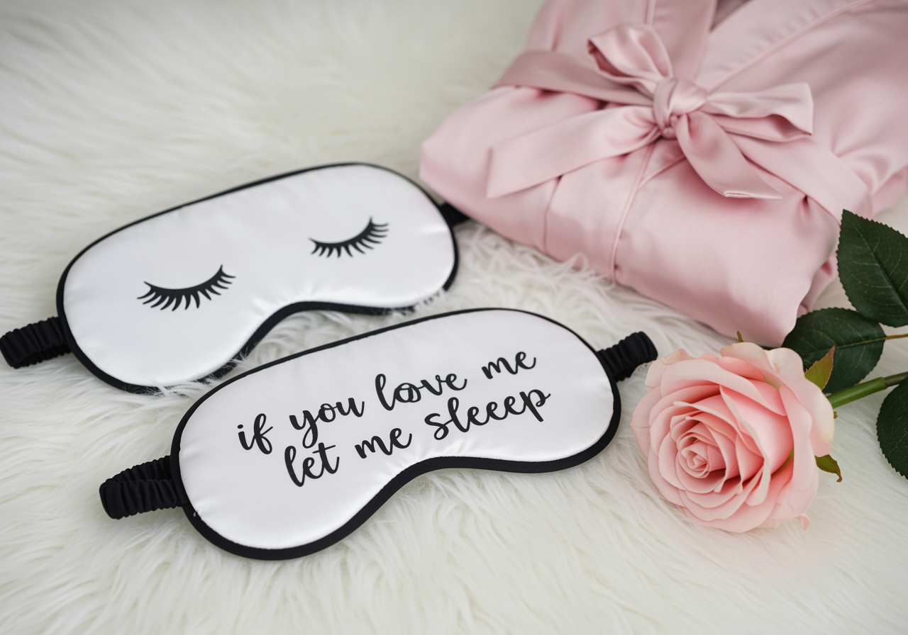 The Blissful - Wholesale Sleep/Eye Mask - Inexpensive Personalized Party Sleep / Eye Mask for Birthday Box, Bridesmaid Proposal Set, Thank you gift, Wedding Favor Bag, Bridal Shower, Couple Set, Wedding Gift1