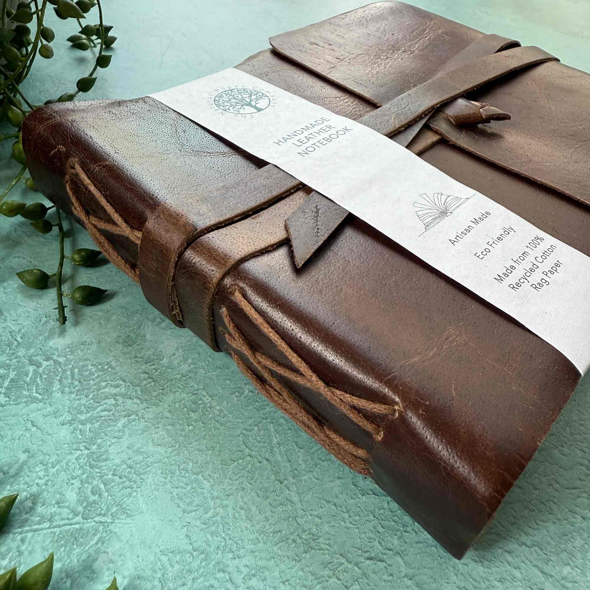 The Natural Paper Company – wholesale Notebook – A5 Landscape Handmade Leather Notebook - Dark Brown2