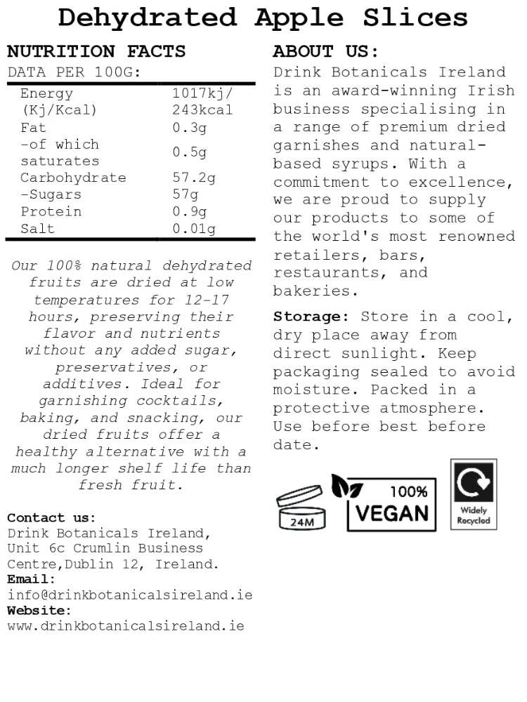 Drink Botanicals Ireland - Vente Fruits secs/déshydratés - Tranches de pomme déshydratées6
