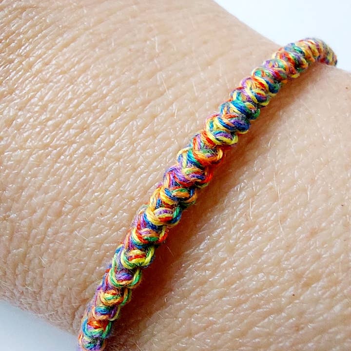Rainbow Cotton Cord Bracelets for wholesale by Sarah Lou Crafts