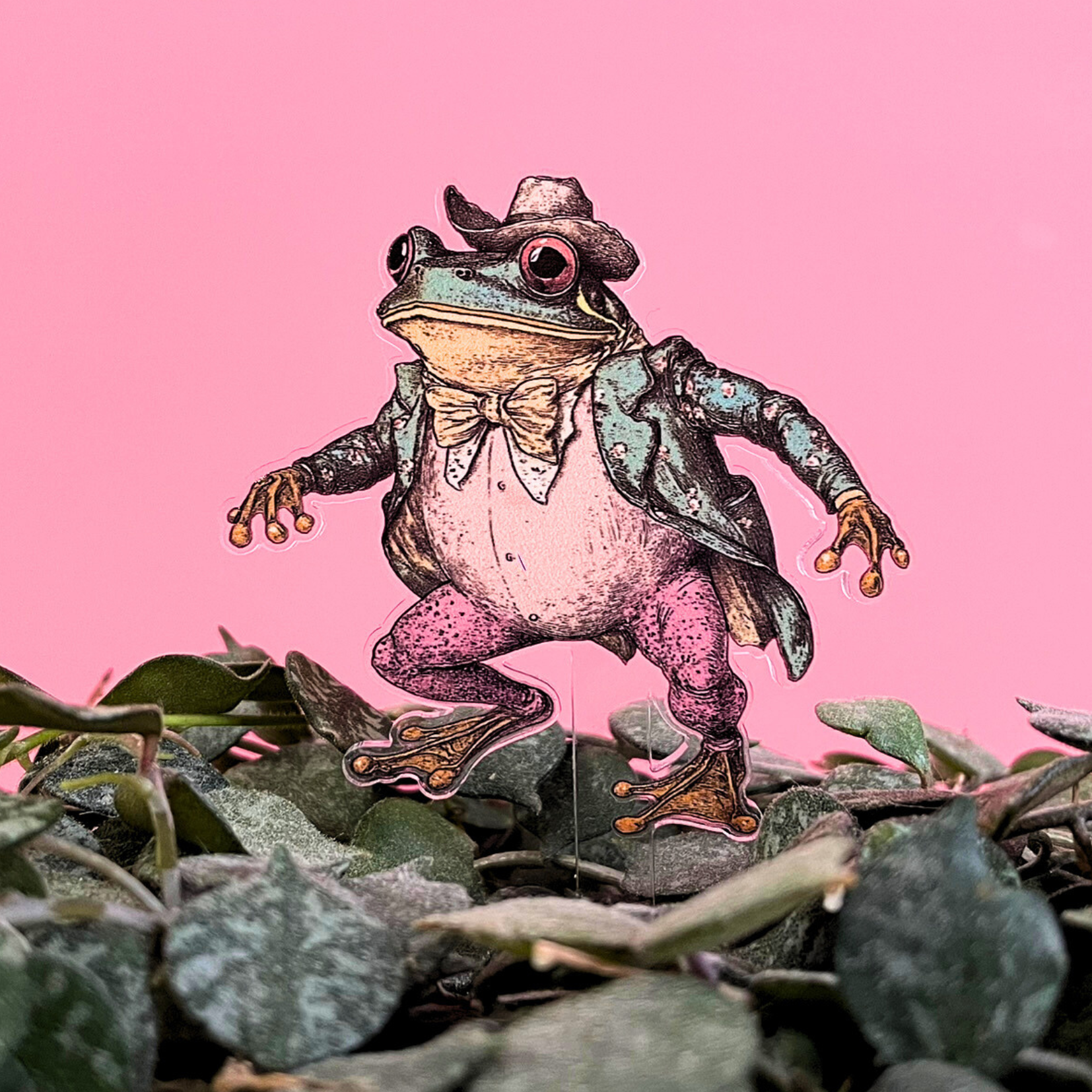 Button and Fern - Wholesale Garden/Lawn Stake - Vintage Frog Character Plant Stakes- Set of 5 Acrylic Stakes1